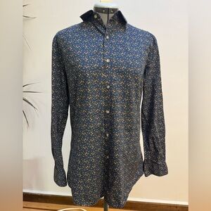 Bar III Slim Fit Blue Floral Button Down Shirt